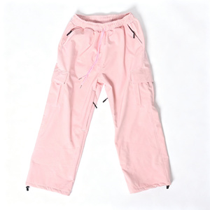 Estilo casual algodón precio al por mayor logotipo en la cintura mujeres azul básico con pierna ancha pantalones de esquí de hip hop sueltos - Product Image 1
