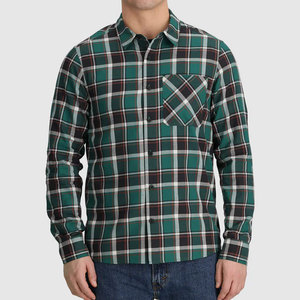 Camisa de franela a cuadros verde para hombre, manga larga, de algodón, informal, con botones, al por mayor, camisa personalizada para hombre - Product Image 3