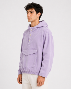 Sudadera con capucha de invierno para hombre, de primera calidad, color lavanda, con bolsillo canguro, estilo casual, extragrande, tipo anorak de felpa. - Product Image 2