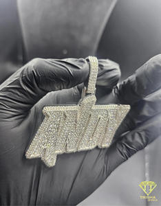 Collier pendentif en diamant de laboratoire VVS, design personnalisé avec lettres, style hip-hop, serti de pierres. - Product Image 6