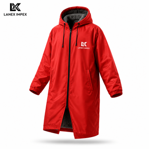 Custom Kids Waterproof Swim Parka Jacket with Hood | Windproof Fleece Lined Changing Robe Long <b>Coat</b> for Swimming Surfing & <b>Beach</b> - Product Image 2