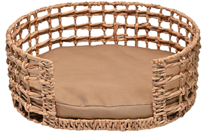 Lit pour animaux de compagnie portable Artex Hai Nam, tissé à la main, écologique, en jacinthe d'eau, imprimé animal, avec coussin amovible et lavable, rembourrage en coton. - Product Image 4