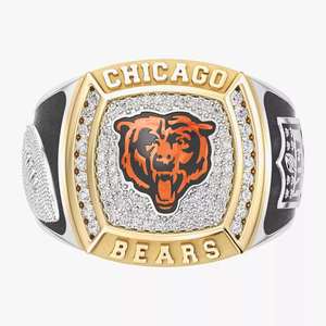 Anillo de Campeonato de la NFL de los Chicago Bears, Chapado en Oro de 18K, con Incrustaciones de Diamantes, Diseño de Escudo de Lujo para Hombre - Product Image 1