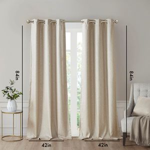 Tonal Printed Faux Silk <b>Window</b> <b>Panel</b> Pair Total Blackout 2pcs Curtains & Valances - Product Image 2