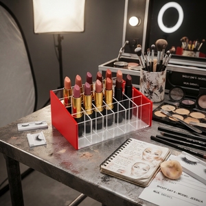 Acrylic Lipstick Organizer Countertop <b>Makeup</b> Display Stand Clear Cosmetic Storage Holder for Retail Beauty Salon and Home Vanity - Product Image 4