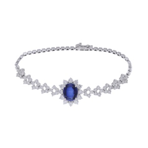 Pulsera de Eslabones Chapada en Rodio de Oro Amarillo de 14K con Diamantes Naturales de Corte Brillante de 3.2CTW, Diseño Simétrico, para Boda de Mujer - Product Image 1