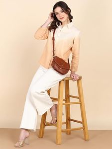 Camisa Maaesa de algodón para mujer, hecha a mano, con cuello extendido, manga larga, estilo casual, corte regular - Product Image 2