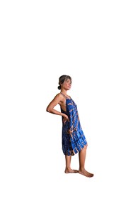 Robe midi en rayonne bleu rose tie-dye faite à la main, style bohème, sans manches, col rond, légère, tenue de plage pour femmes - Product Image 2