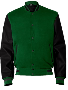 <b>Men's</b> <b>Canvas</b> Varsity Letterman <b>Jacket</b> with Faux Leather Sleeves Custom Front Logo Baseball Bomber Style - Product Image 4