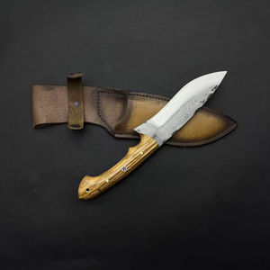 Cuchillo de Caza Bowie Jexa Jexa-HC-175, Acero con Alto Contenido de Carbono 5160, Hoja Fija con Borde Parcialmente Dentado, Mango de Madera de Olivo, Funda de Cuero - Product Image 1
