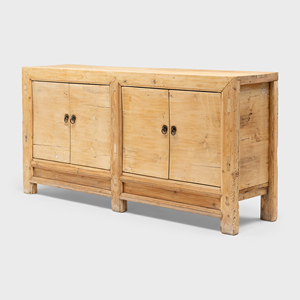 Vintage Four Door Steppe Coffer Handcrafted Solid Wood <b>Rustic</b> Storage Cabinet Sideboard with <b>Farmhouse</b> Design for Living Room - Product Image 3