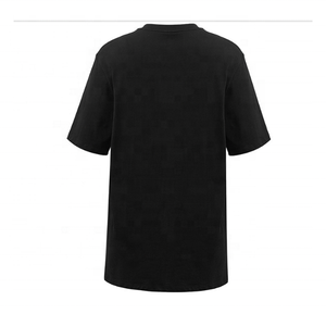 100% algodón señoras calidad de lujo hip hop slim fit niñas camisetas de secado rápido personalizado chenille bordado cuello redondo Camiseta negra - Product Image 2