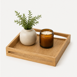 Premium Solid Oak Wooden Serving <b>Tray</b> With Integrated Carved Handles Minimalist Rectangular Decorative <b>Tray</b> For <b>Breakfast</b> Decor - Product Image 6