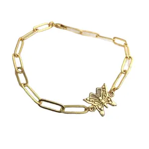 Gran oferta hecha a mano Premium Trendy Classic Gold Plated Designer Chain Butterfly Style of Bracelet OEM ODM Disponible SKU6553