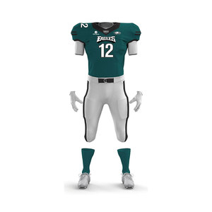 Conjunto de Uniforme de Fútbol Americano Personalizado al por Mayor – Jersey Sublimado Verde y Pantalones Blancos, Logotipo del Equipo Personalizado, Nombre y Número del Jugador - Product Image 2