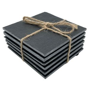 Posavasos Cuadrado de Pizarra Natural Hecho a Mano, Color Negro, con Base Antideslizante, para Bebidas, Café, Bar, Cocina, Decoración del Hogar, Venta Caliente 2026 - Product Image 4