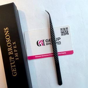 Pince à épiler pour cils en acier inoxydable Getup Brosons Impex, pointe de précision lisse, emballage en boîte noire - Product Image 2