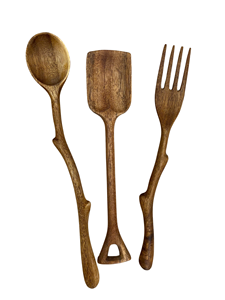 Cuillère et fourchette en bois légères, forme unique, résistantes au four, ustensiles idéaux pour le thé et les desserts, fabriquées au Vietnam - Product Image 5