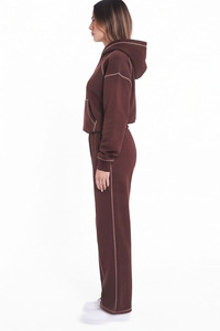 <b>Women</b> Cropped Embroidery Zipper Hooded Tracksuit Full Sleeve Loose Fit Casual Streetwear <b>Sweat</b> Hoodie And <b>Sweat</b> <b>Pant</b> Jogger Set - Product Image 3