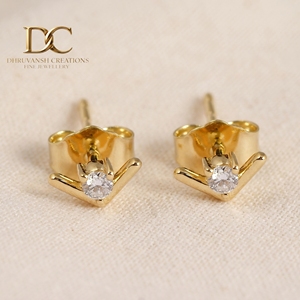 ต่างหูเพชรทรงกลม 14KT ทองคำแท้สีเหลือง  เพชรเพาะเลี้ยงในห้องปฏิบัติการ รับรองโดย IGI ดีไซน์เรียบหรู ทันสมัย เหมาะเป็นของขวัญในทุกๆ วัน เครื่องประดับคุณภาพสูง - Product Image 2