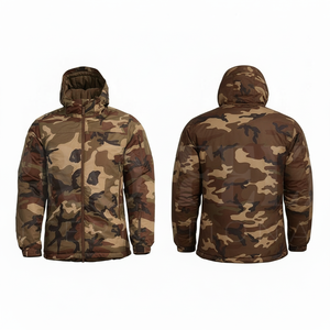 LOW MOQ Custom Material Waterproof Camouflage Hooded Jacket Windproof Outdoor Winter Lightweight Warm <b>Padded</b> Jacket for Men's - Product Image 2