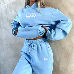 Ensemble de survêtement d'hiver à capuche pour femme, jogging d'extérieur, vêtements de sport en spandex, sweat à capuche et pantalon, fabricant - Product Image 2