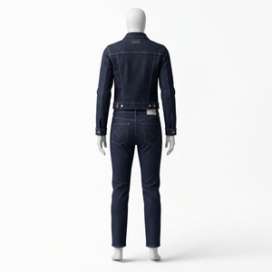 <b>Women</b> Dark <b>Blue</b> Denim Jacket And Skinny <b>Jeans</b> Set Casual Two Piece Matching Denim Outfit Streetwear Fashion - Product Image 4