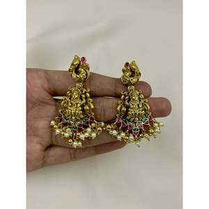 Indian Ethnic Artificial <b>Jewellery</b>-Sanjana South Indian Bridal Necklace & Earring <b>Set</b> <b>Gold</b> Plated - Product Image 3