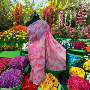 Tie & Dye Chiffon Saree Tissu en soie premium à la mode et élégant - Product Image 3