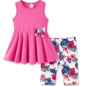 Ensemble 2 pièces pour bébé fille, best-seller, marque personnalisée haut de gamme, imprimé, col rond, manches courtes, été, 100% coton tricoté respirant BD - Product Image 1