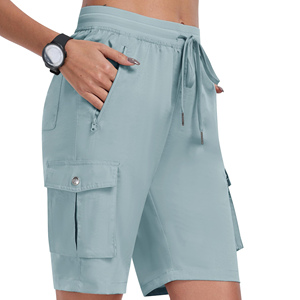 Professional Manufactures Women's Mid Waist Cargo Shorts Comfortable Breathable 100% Cotton Drawstring Closure Women's Shorts - Product Image 4
