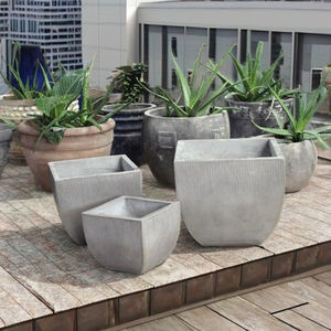 Ensemble de 3 pots en béton traditionnels de luxe gris antique, utilisation au sol, jardin, base conique, meilleure stabilité au vent, pots à fleurs écologiques - Product Image 4