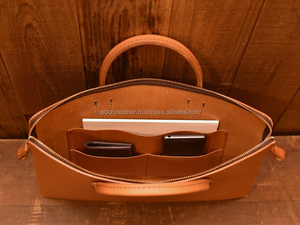 Custom Logo Premium Quality 15 Inch Travel Office Laptop <b>Sleeve</b> Genuine Leather Portable Lightweight Durable Business Men - Product Image 2