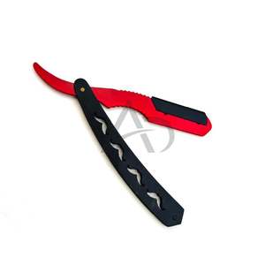 Rasoirs de barbier à manche motif moustache rouge et noire, en acier inoxydable, rasoir à lame droite, marque privée - Product Image 3