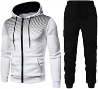Survêtement de sport pour hommes, 2 pièces, ensemble imprimé à capuche, avec fermeture éclair, veste et pantalon, pour le sport, 2020