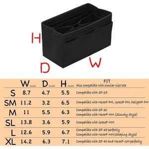 Organizer per Borse da Donna in Feltro Nero a 14 Tasche, Inserto per Borse e Tote, Accessorio per Borsa da Donna - Product Image 2