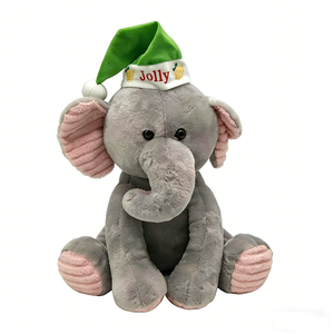 Elefante de peluche suave gris, verde y blanco, Jolly, elefante de peluche gris sentado y esponjoso. - Product Image 2