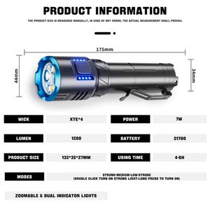 CITICITY <b>Rechargeable</b> Tactical Flashlight EDC with Clip, 2400LM Portable Flashlights with Hammer 5 Modes with 3800mAh Battery - Product Image 2