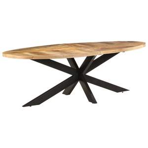 Table à manger en bois de manguier avec pieds noirs - Product Image 1