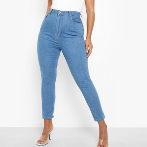 Wholesale 2026 Custom Winter Casual High Waist Plain Skinny Jeans Women Breathable Eco-Friendly Windproof Plus Size OEM Service - Product Image 2