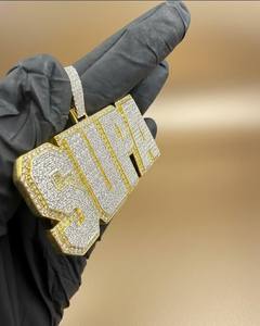 Pendentif personnalisé avec logo initial, style hip-hop, argent sterling 925, diamant moissanite VVS, collier pour homme avec nom, numéro ou lettre glacé - Product Image 5