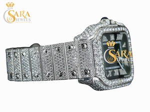 Montre mécanique en verre personnalisée ICed Hip Hop 41mm bracelet en acier inoxydable antique avec diamant Moissanite mode luxueuse avec chiffres arabes - Product Image 5
