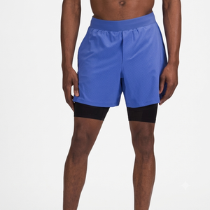 Shorts de basketball bleus pour hommes, unis, écologiques, séchage rapide, respirants, pour entraînement sportif, gym, course à pied, taille élastique, athlétiques, personnalisables - Product Image 1