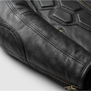 Blouson de moto en cuir pour homme, personnalisé, blindé, coupe-vent, manches longues, protection hivernale, en cuir de vachette véritable, OEM - Product Image 4