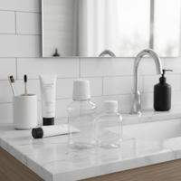 Bouteille de bain de bouche en plastique de haute qualité, antidérapante, au design ergonomique, réutilisable, emballage de voyage jetable pour salle de bain d'hôtel