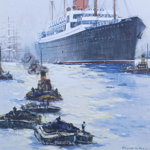 Impression sur toile « The Cunard Liner Carpathia en quittant Liverpool dans la lumière de la lune », art mural maritime, 89,15Lx3,3Wx59,7H cm - Product Image 4