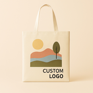 Sacs fourre-tout en toile de coton en gros, personnalisables avec logo imprimé, réutilisables, grands sacs de courses, sacs en coton blancs à motif géométrique - Product Image 4