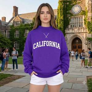 Pull-over décontracté à col rond en tissu éponge surdimensionné pour femme avec logo personnalisé, broderie, séchage rapide et respirant, mélange polyester/coton - Product Image 1