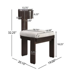 Set of 2 Gray Upholstered <b>Dining</b> <b>Chairs</b> with Dark <b>Brown</b> Solid Rubber Wood Legs 330 LBS Weight Capacity 330 LBS Weight Capa - Product Image 3
