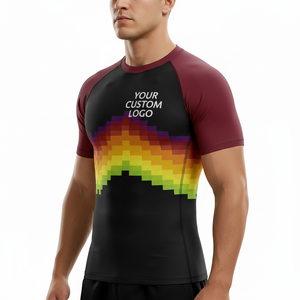 Custom sublimated rash guard <b>shirt</b> <b>for</b> <b>men</b> women kids MMA BJJ jiu jitsu no gi training durable <b>compression</b> wholesale swimwear - Product Image 3